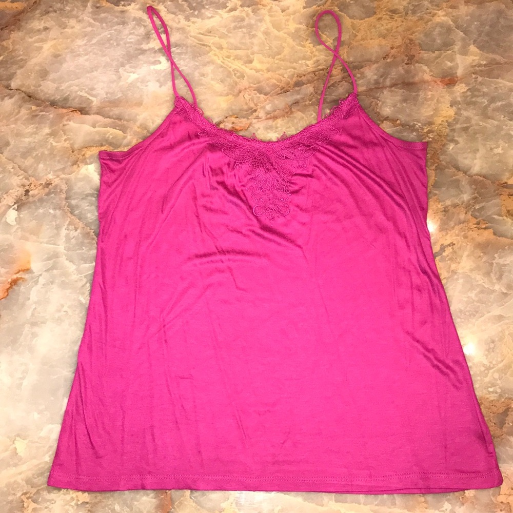 Magenta Embroidered Tank/Cami